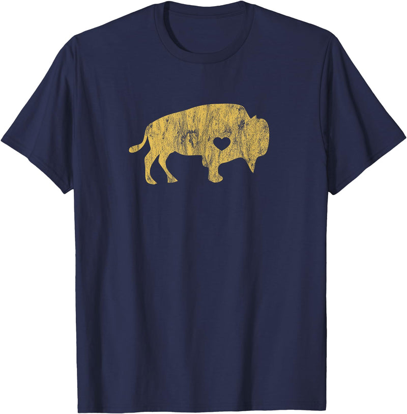 I Love Wild Buffaloes Gift Company I Love Buffaloes Golden Buffalo Bison Lover Gift Ideas T-Shirt - Navy Blue