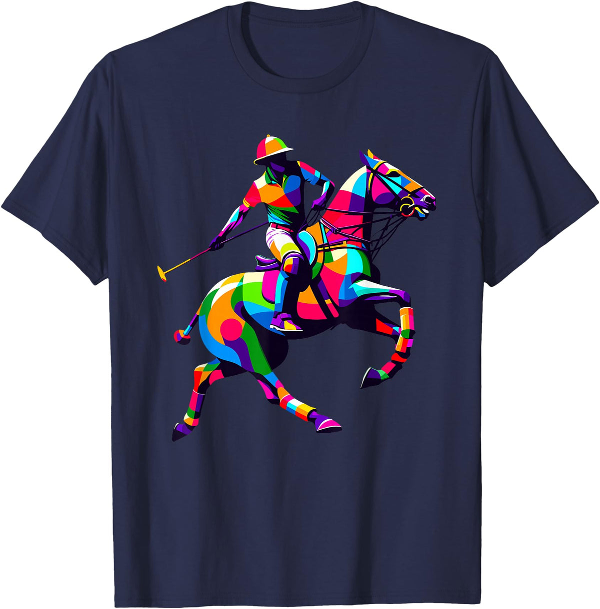 Horseback Riding Gift For An Equestrian Pop Art Polo Horseback Riding Horses Equestrian Horse T-Shirt - Navy Blue