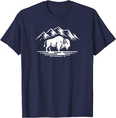 Cow White Buffalo Mountain Silhouette T-Shirt