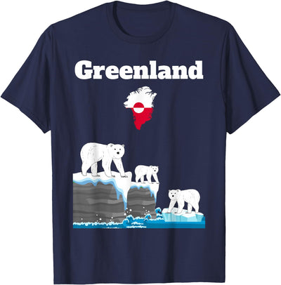 Greenland Polar bears lover trip souvenir Greenland Polar Bears Sea cliffs Greenland flag map souvenir T-Shirt