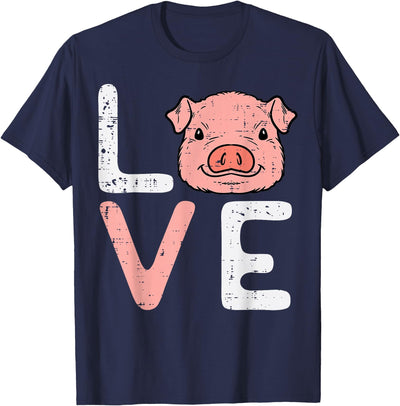 Love Pig Cute Hog Farmer Swine Farm Animal Women Kids Men T-Shirt