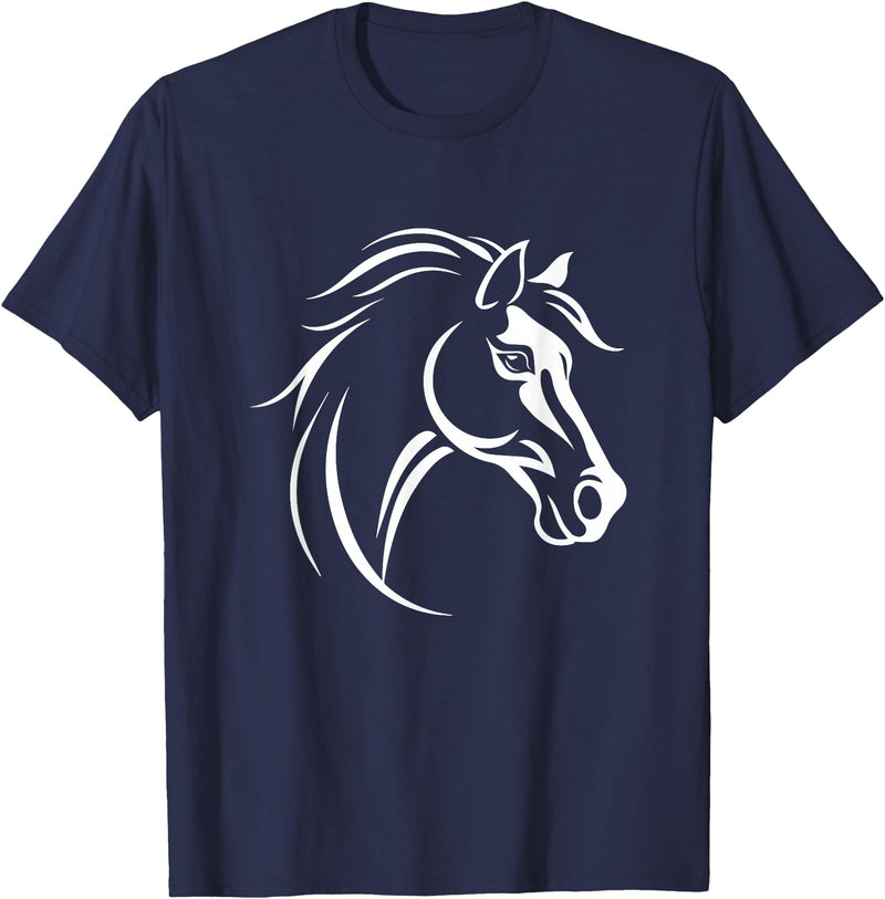 Horse Designs. Horse Equestrian Riding Graphic T-Shirt - Navy Blue