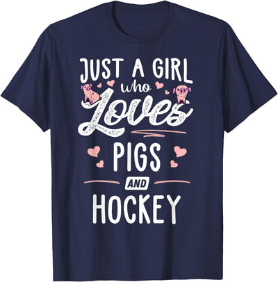 Just A Girl Who Loves Pigs And Hockey Gift Women T-Shirt