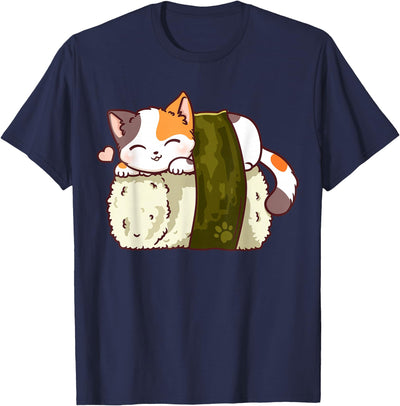 Kawaii Anime Shirts Sushi Cat Kawaii Anime Neko Japanese T-Shirt