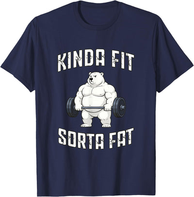 Kinda Fit Sorta Fat Polar Bear Weightlifting Gym Workout T-Shirt