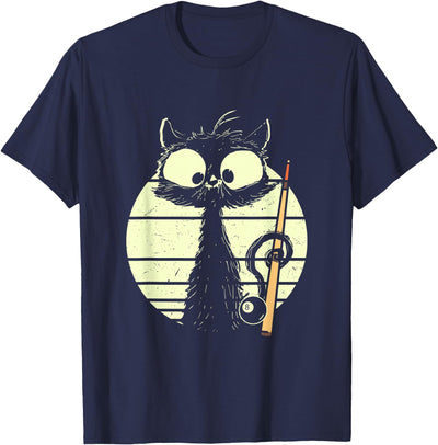 Cute Billiard Cat Cat With Billiard Pool Snooker Billiard Ball Cute Cat T-Shirt