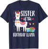 Matching Llama Birthday Party Supplies Sister Of The Birthday Llama Birthday Boy Girl Outfit Family T-Shirt - Navy Blue