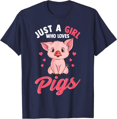 Just A Girl Who Loves Pigs Hog Lover Cute Farmer T-Shirt