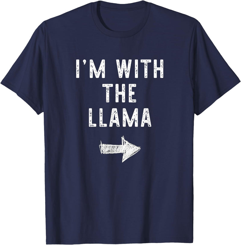 Im With The Llama Halloween Costume I’m with The Llama Funny Halloween Couple Costume T-Shirt - Navy Blue