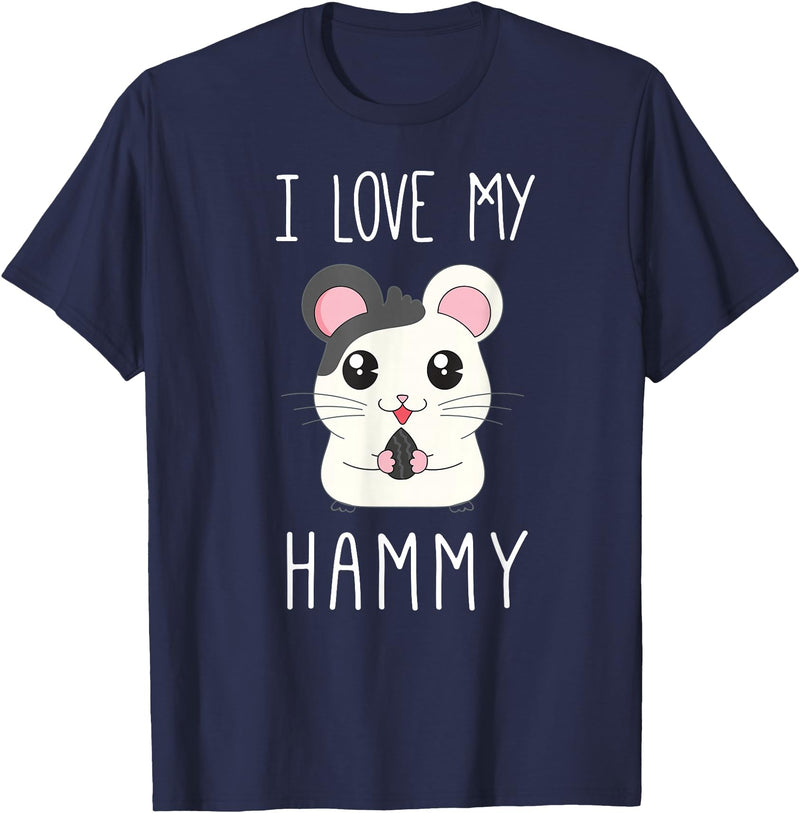I Love My Hammy T Shirt for Hamster Lovers T-Shirt - Navy Blue