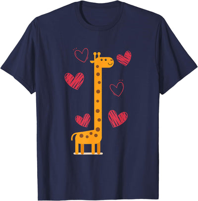 Hearts Valentines Day Gift Idea Love Giraffe T-Shirt