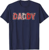 Retro Christmas Valentine Matching Family Tees Hearts Buffalo Plaid Dad Daddy Valentines Day T-Shirt - Navy Blue