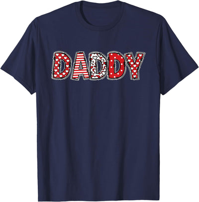 Cow Hearts Buffalo Plaid Dad Daddy Valentines Day T-Shirt