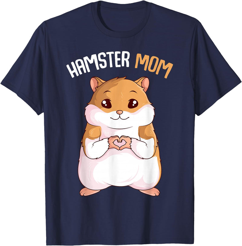 Women's Hamster Mom Hammy Girls T-Shirt - Navy Blue