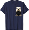 Funny Polar Bear in Pocket Polar Bear Lover Cute Pocket T-Shirt - Navy Blue