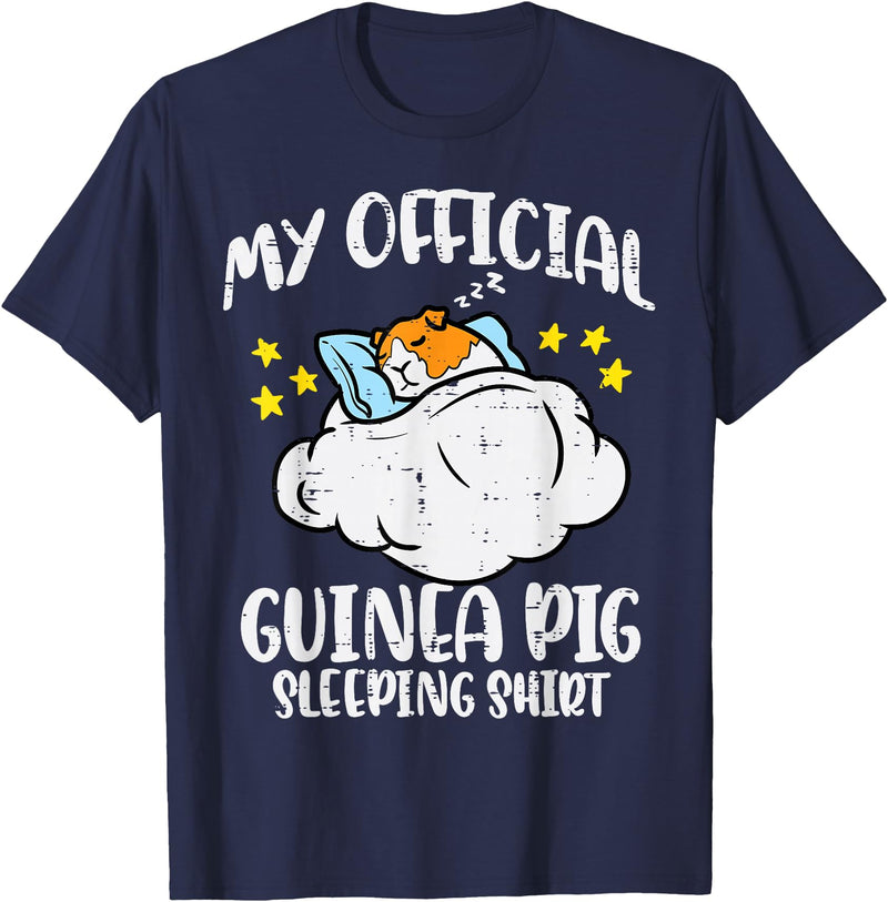 Guinea Pig Shirts For Men Women Kids Gift My Official Guinea Pig Sleeping Shirt Cavy Women Kids Men T-Shirt - Navy Blue