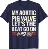 Aortic Valve Surgery Gifts & Tees Funny Aortic Pig Valve Surgery T-Shirt - Navy Blue