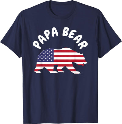 Papa Bear - Father's Day American Flag 4TH of July T-Shirt