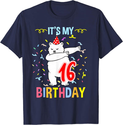 Its My 16th Birthday Dabbing Polar Bear T-Shirt