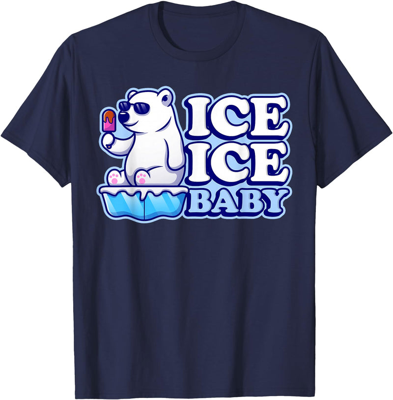 Save Our Cuddly Snow BEars Ice Ice Baby Polar Bears T-Shirt - Navy Blue