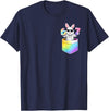 Easter Bunny in Pocket Six Seven Bruh 67 Meme Easter Day T-Shirt in Navy Blue
