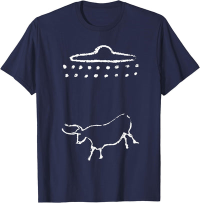 Funny Cow or Steer Ufo Alien Ancient Cave Painting T-Shirt