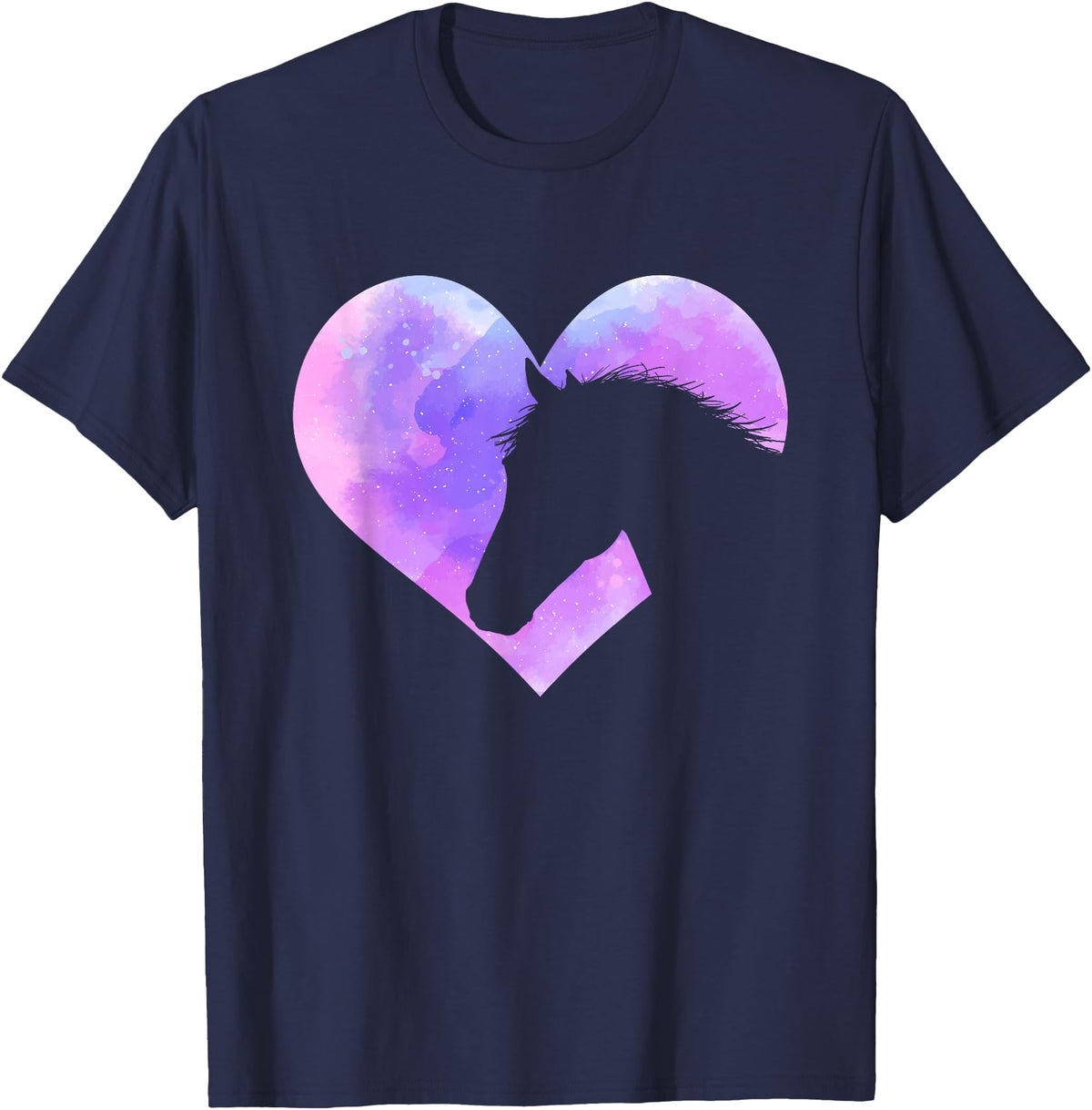 Funny Horse Shirts Horse Head Heart Shaped Design - Horseman Horseback Rider T-Shirt - Navy Blue