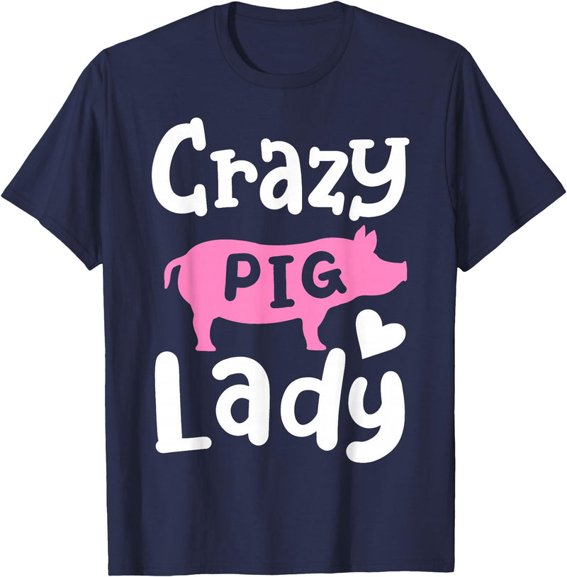Pig Farm Store Co. Pig Crazy Pig Lady T-Shirt - Navy Blue