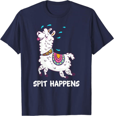 Funny Llama Pun by DSMD Spit Happens Llama Alpaca Lovers Funny Animal Pun T-Shirt