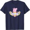 Peppa Pig Shooting Stars Cute Retro Logo T-Shirt - Navy Blue