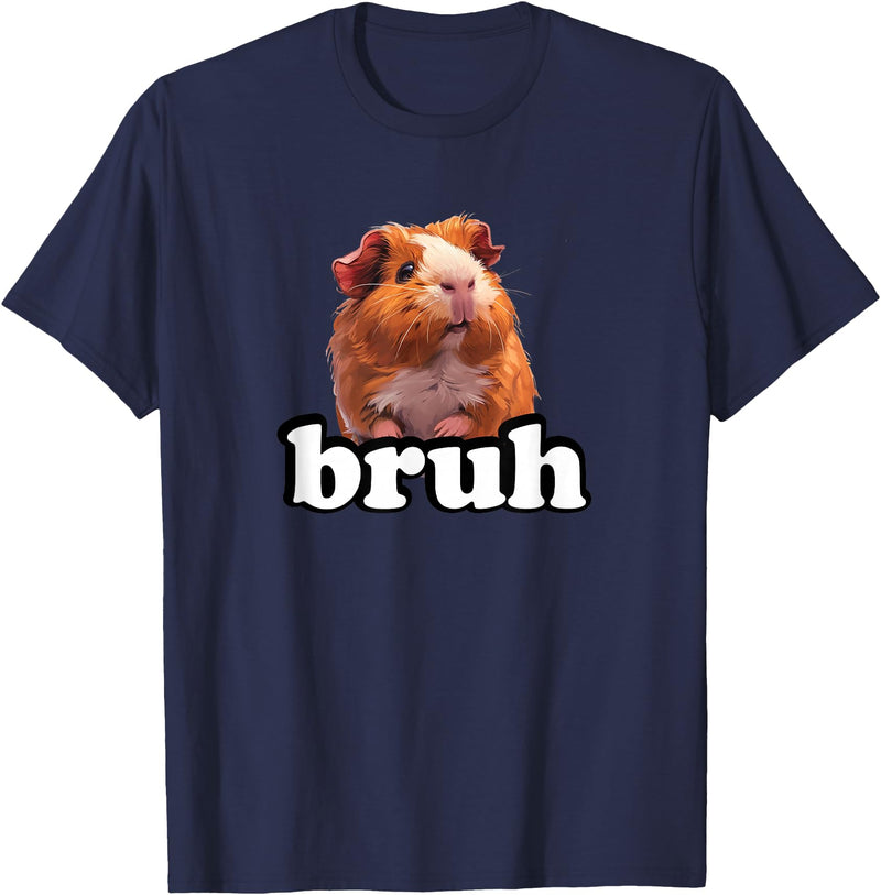 Funny Animal Cavy Mom Gifts T Shirts & Hoodies Bruh Bro Kids Boys Girls Cute Wheek Merch Guinea Pig Lover T-Shirt - Navy Blue