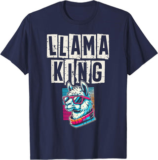 Llama Alpaca Lover Gifts Llama King Llamas Animal Lover T-Shirt - Navy Blue