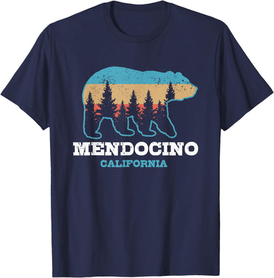 Mendocino Vintage California Grizzly Bear Nature Souvenir T-Shirt