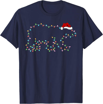 Polar Bear Xmas Lighting Santa Hat Christmas T-Shirt