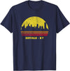 Wowsome! Vintage Retro Sunset Buffalo NY Skyline T-Shirt - Navy Blue