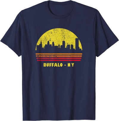 Cow Wowsome Vintage Retro Sunset Buffalo Ny Skyline T-Shirt
