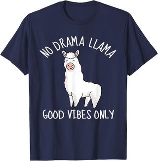 Llama Lama Llma Lamma No Drama Items Supplies Llama Love Good Vibes School Girls Kids Women Teens Gift T-Shirt - Navy Blue