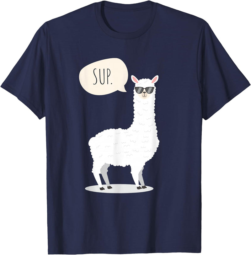 Funny & Cute Llama Gifts by OMG Sup No Drama Llama Alpaca T-Shirt - Navy Blue