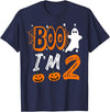 Funny Boo I'm 2 Birthday 2nd Birthday Kids Boo I'm 2 Two Yr Ghost Halloween Costume T-Shirt - Navy Blue