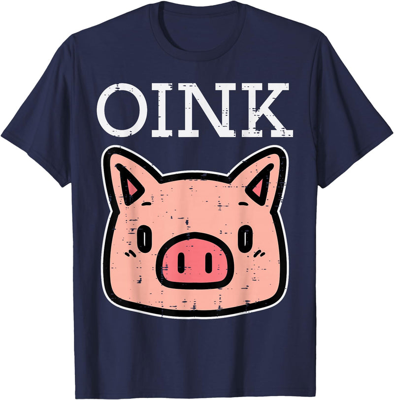 Pig Lover Shirts For Men Women Kids Oink Pig Face Cute Hog Head Girls Boys Kids Toddler Women T-Shirt - Navy Blue