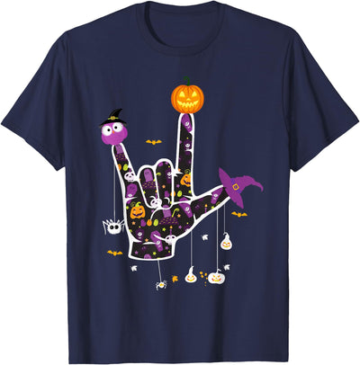 ASL Halloween Sign Language Halloween Gift T-Shirt I Love You ASL Halloween Sign Language T-Shirt