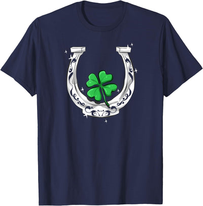 Lucky Clover Horses Co Horseshoe Lucky Four Leaf Clover Horse T-Shirt