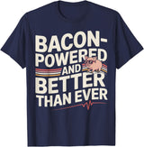 Aortic Valve Surgery Gifts & Tees Aortic Pig Valve Surgery Bacon-Powered T-Shirt - Navy Blue