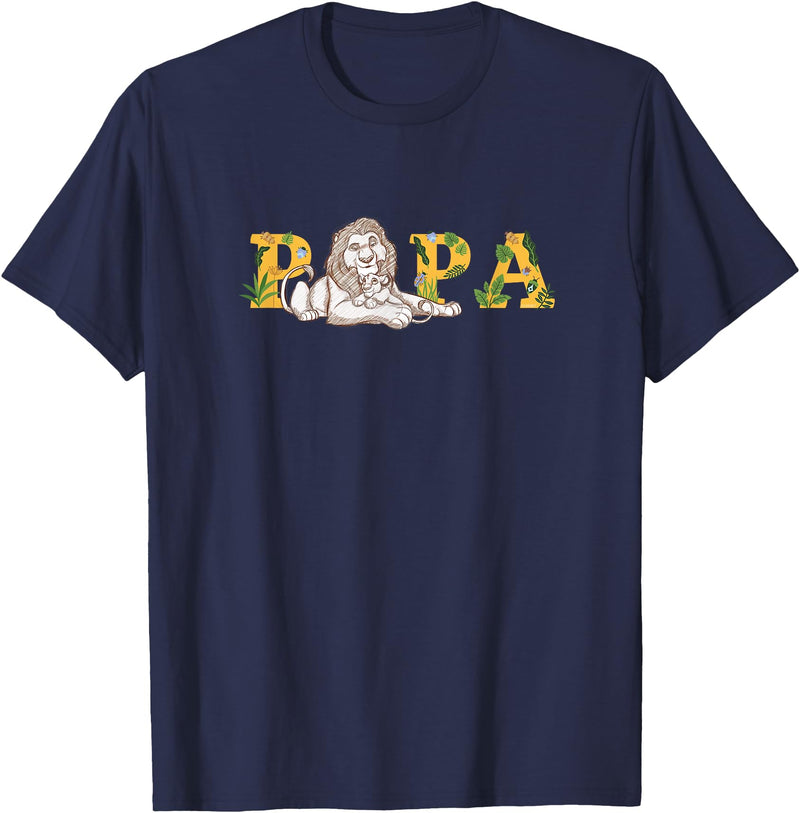 Disney The Lion King Papa Father's Day Mufasa & Simba Sketch T-Shirt - Navy Blue