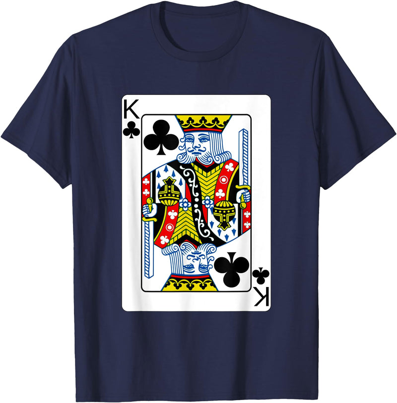Card Deck Costume Shirt Co King of Clubs Playing Card T-Shirt Poker Player Costume T-Shirt - Navy Blue
