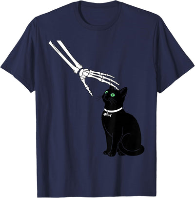 Cat and Skeleton Funny Spooky Skeleton Pet Cat Funny Spooky Halloween T-Shirt