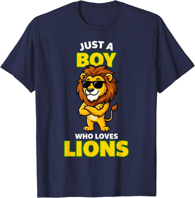 Cool Lion in Sunglasses Just A Boy Who Loves Lions T-Shirt
