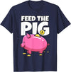 Take Saving Seriously Feed The Pig Piggy Bank T-Shirt - Navy Blue