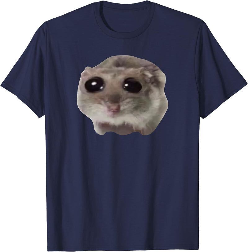 Sad Hamster Meme T-Shirt - Navy Blue