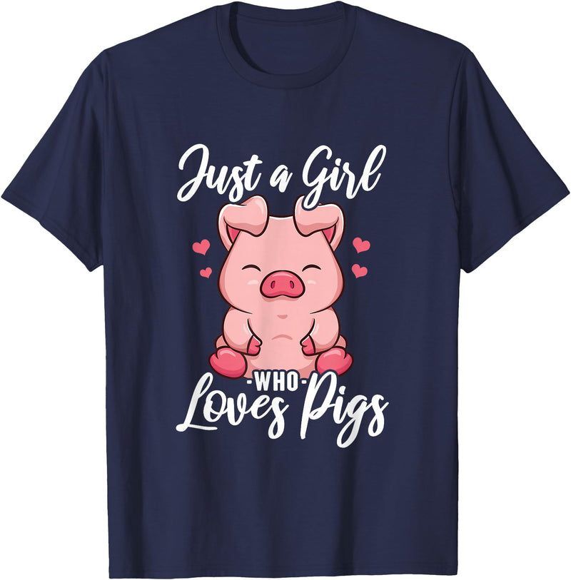 Just A Girl Who Loves Pigs. T-Shirt - Navy Blue